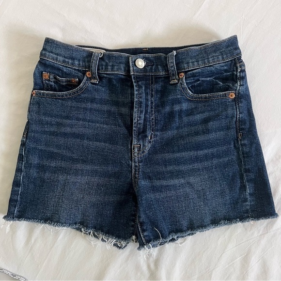 Gap 4” short high rise dark wash denim shorts size 25R - Picture 1 of 11